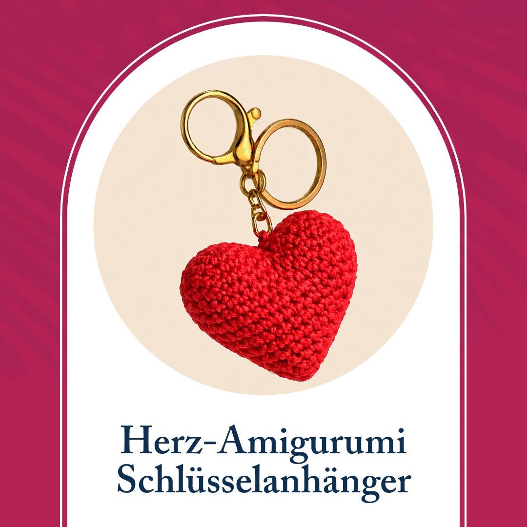 Heart Amigurumi Keychain / Keyring / Gift / Cute / Heart / Valentine's Day