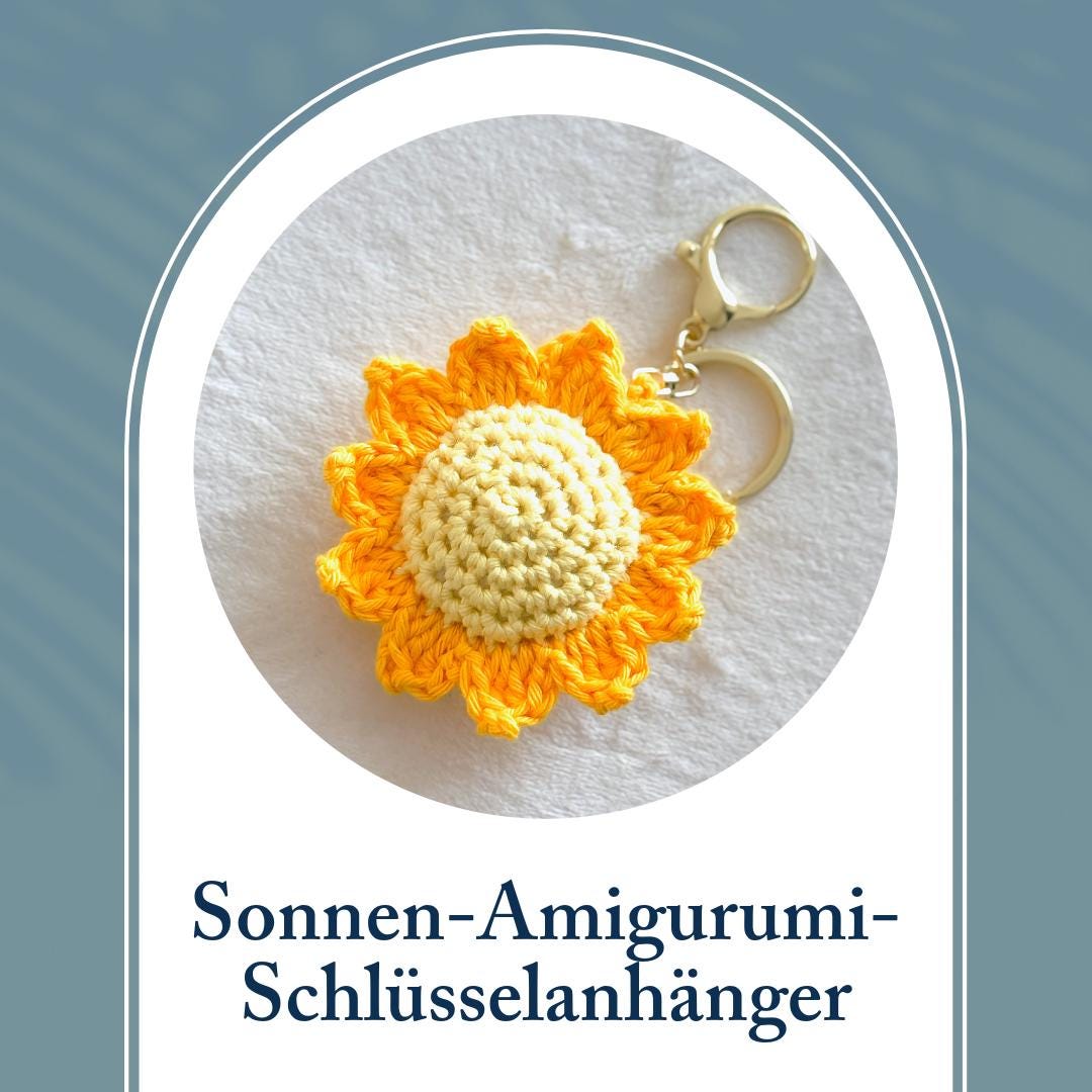 Gehäkelter Sonnen-Amigurumi-Schlüsselanhänger / Schlüsselanhänger / Geschenk / Niedlich / Sommer / Sonne