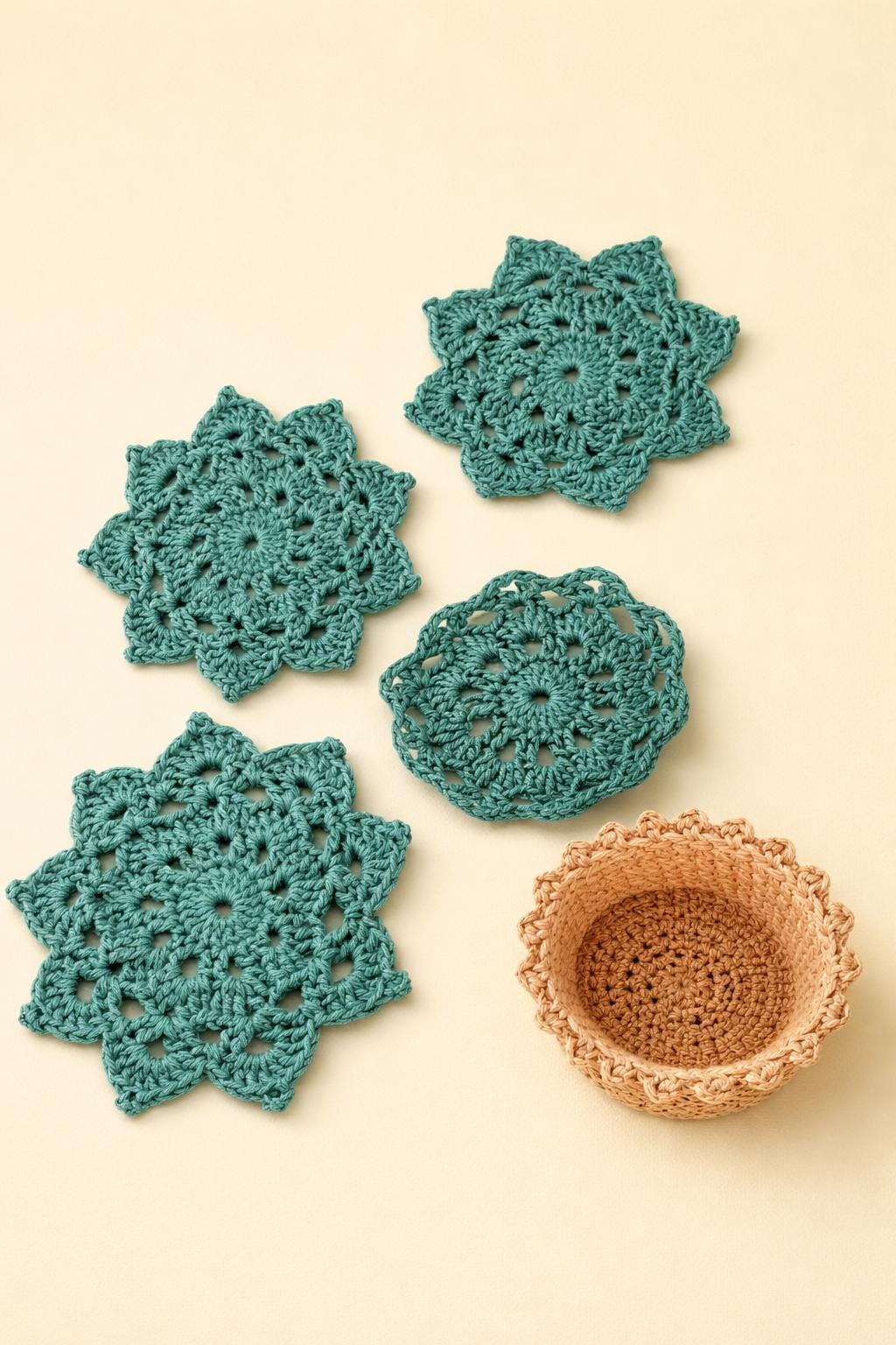 Gehäkelter-Sukkulenten-Untersetzer Set / Sukkulent / Wohnkultur / Geschenk / Pflanzen